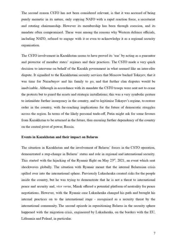 Протесты в Казахстане и участие ОДКБ: последствия для безопасности Беларуси. Аналитика7