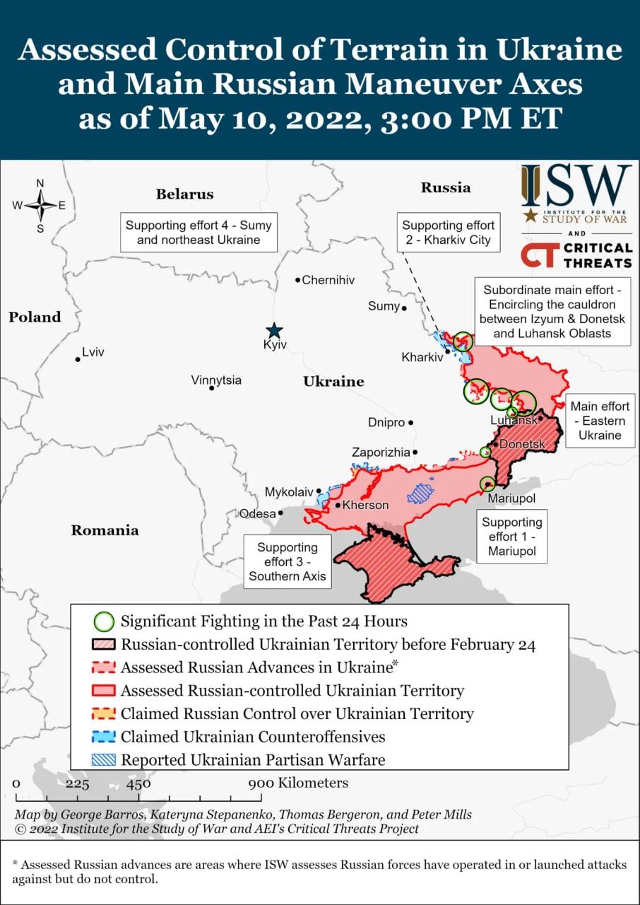 Карта боевых действий в Украине / фото ISW