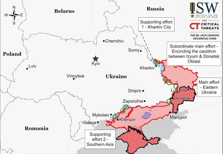 Карта основных направлений боевых действий на 8 июля. Изображение: Институт изучения войны / understandingwar.org