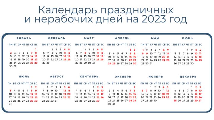 Календарь выходных дней на 2023 год. Фото с сайта Министерства труда и соцзащиты